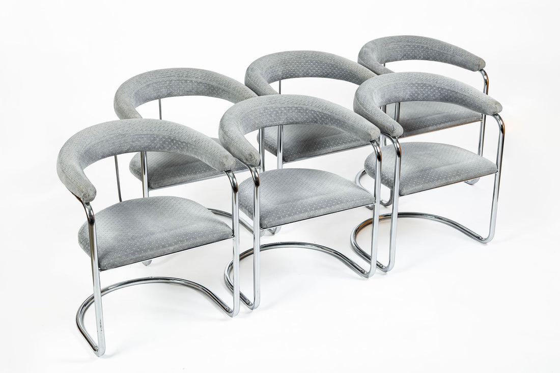 Set of 6 Mid-Century Modern SS33 Chrome Dining Chairs by Anton Lorenz for Thonet, 1970s