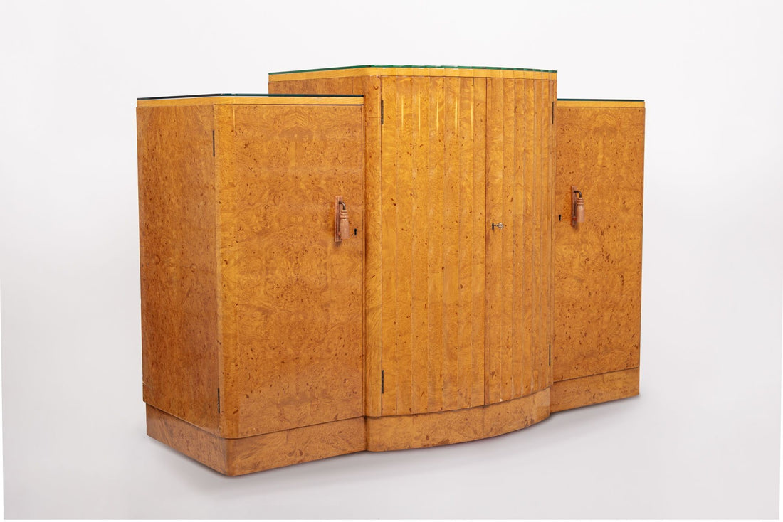 Exceptional Antique Art Deco Maple Wood Bar Cabinet or Sideboard 1930s