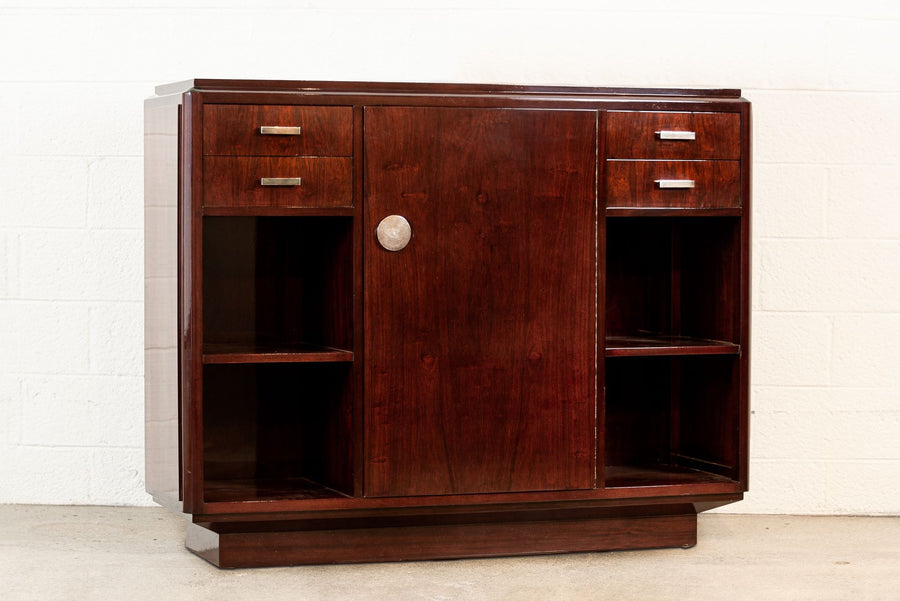 Antique Art Deco Wood Sideboard Credenza or Bar, Matching Table Available