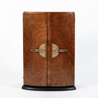 Antique Art Deco Small Burlwood Drinking Cabinet, 1930s