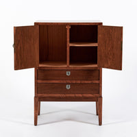 Antique Art Deco Scandinavian Small Oak Wood Side Cabinet or Nightstand 1950s