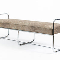 Antique Hoffmann Bauhaus Daybed Bench for Howell, Art Deco Chrome Tubular Steel Bench, 1940s