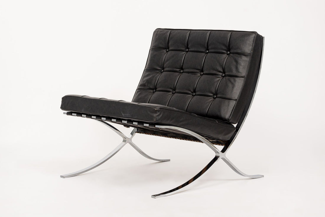 Mid Century Black Barcelona Chair by Mies van der Rohe for Knoll