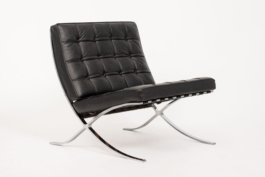 Mid Century Black Barcelona Chair by Mies van der Rohe for Knoll