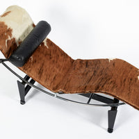 Vintage Cassina LC4 Cowhide Leather Chaise Lounge Chair by Le Corbusier 1960s