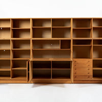 Danish Modern Oak Modular Wall Unit, Mid Century Bookcase Display Cabinet