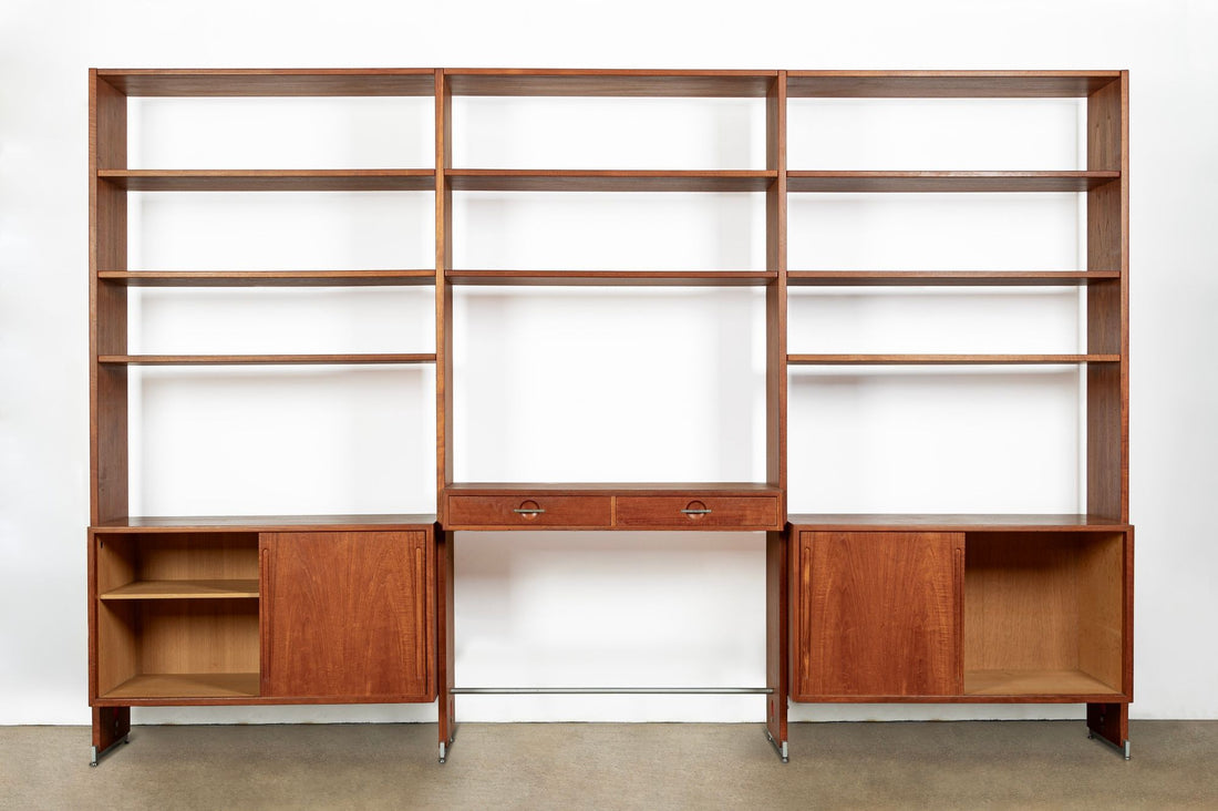 Mid-Century Modern Teak Wall Unit Bookcase RY100 by Hans Wegner for Ry Møbler, 1960s