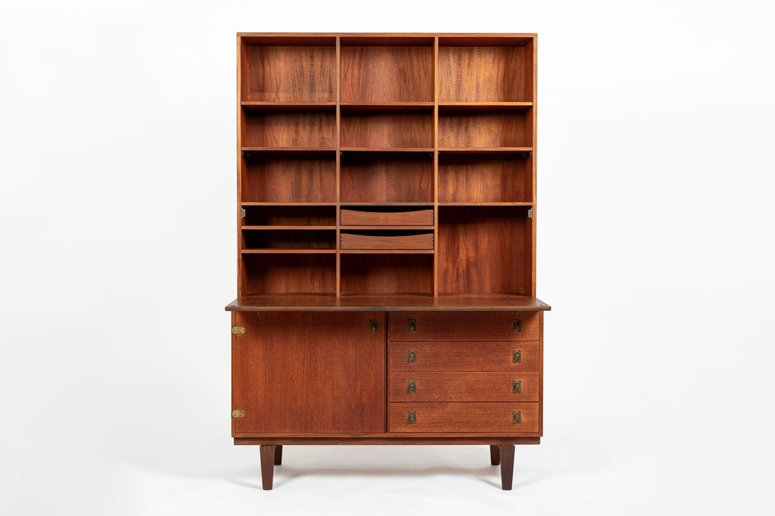 Mid-Century Danish Teak Secretary Desk Bookcase by Peter Løvig Nielsen, 1960s
