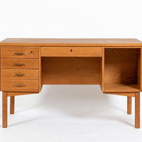 Mid Century Danish Modern Oak Wood Writing Desk 1960s