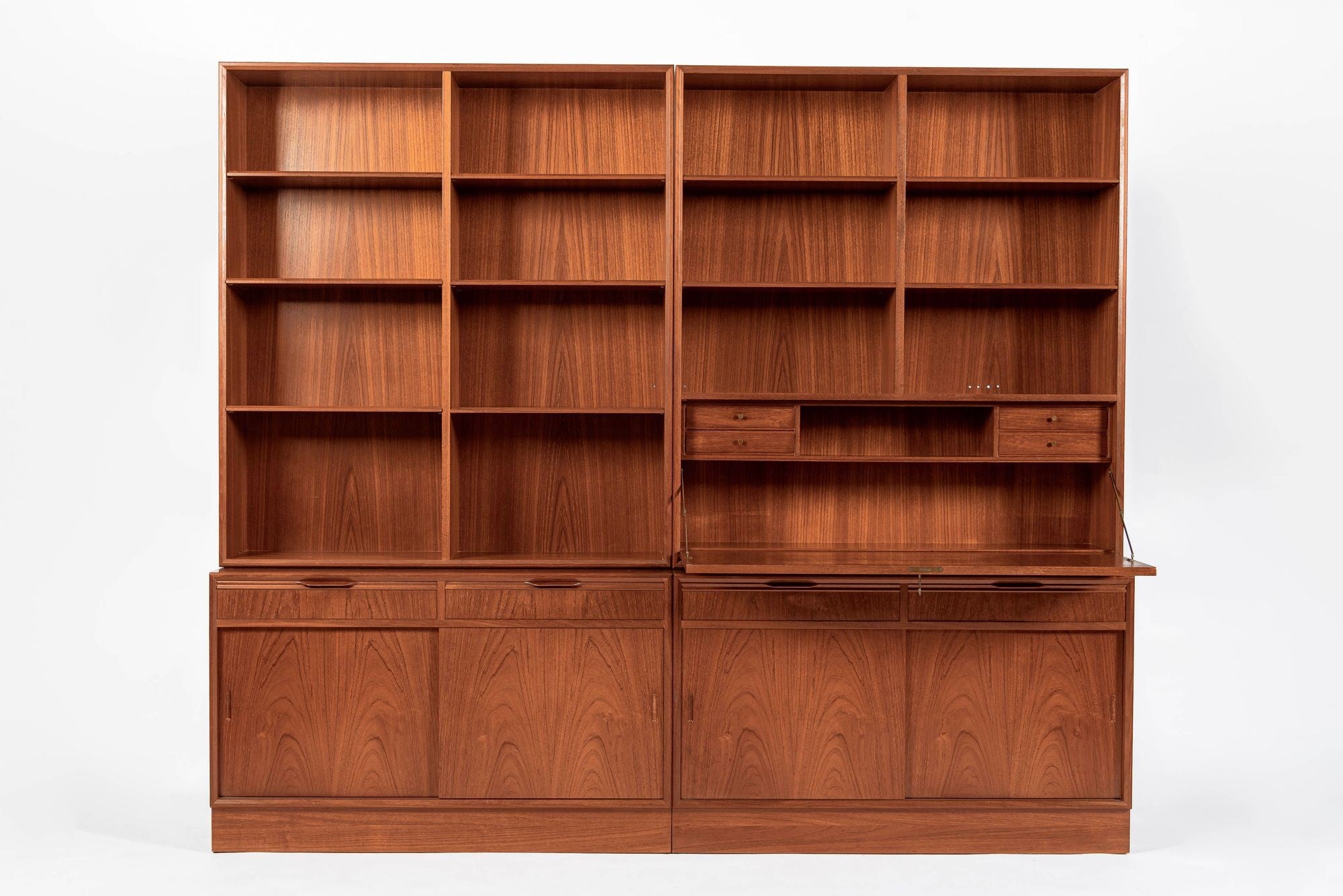 Mid-Century Danish Teak Wood Bookshelves with Dropdown Desk by Bjerrin ...