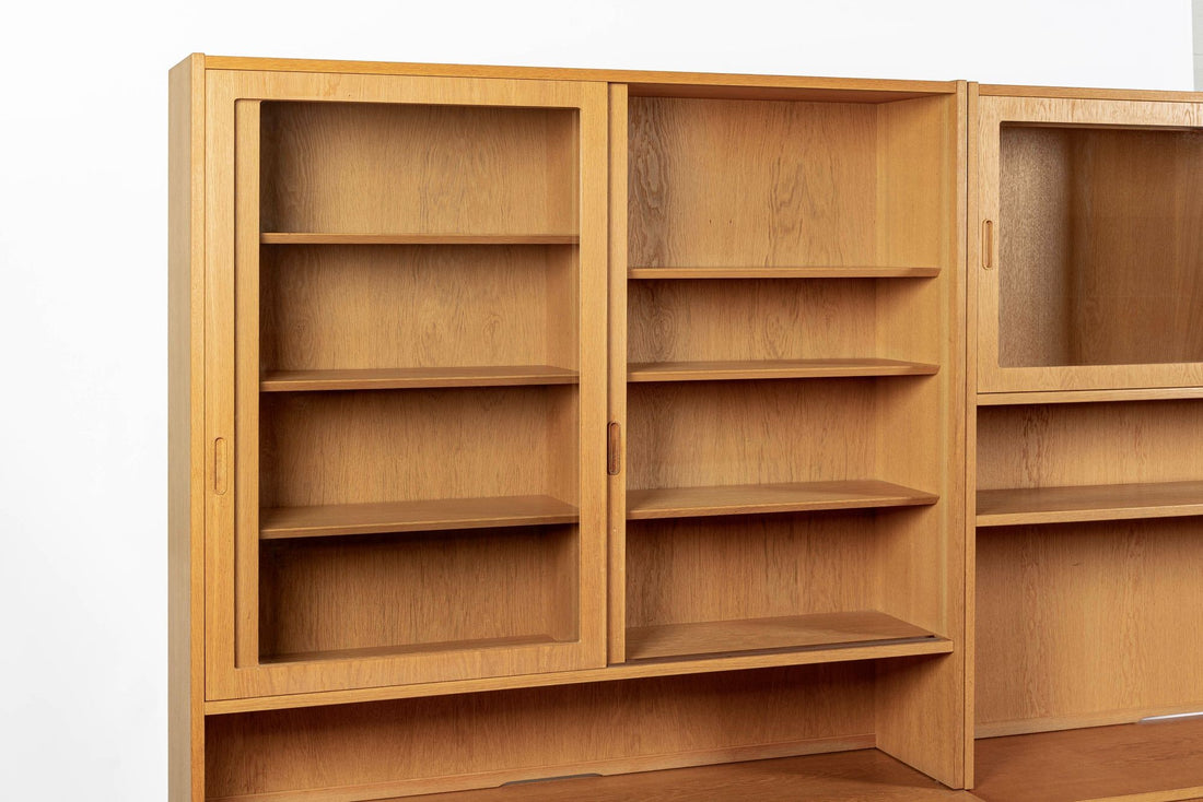 Mid Century Danish Oak Wood Shelving & Display Cabinets by Poul Hundevad
