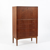 Mid-Century Danish Modern Teak Secretary Desk or Bar Cabinet Made in Denmark 1960s