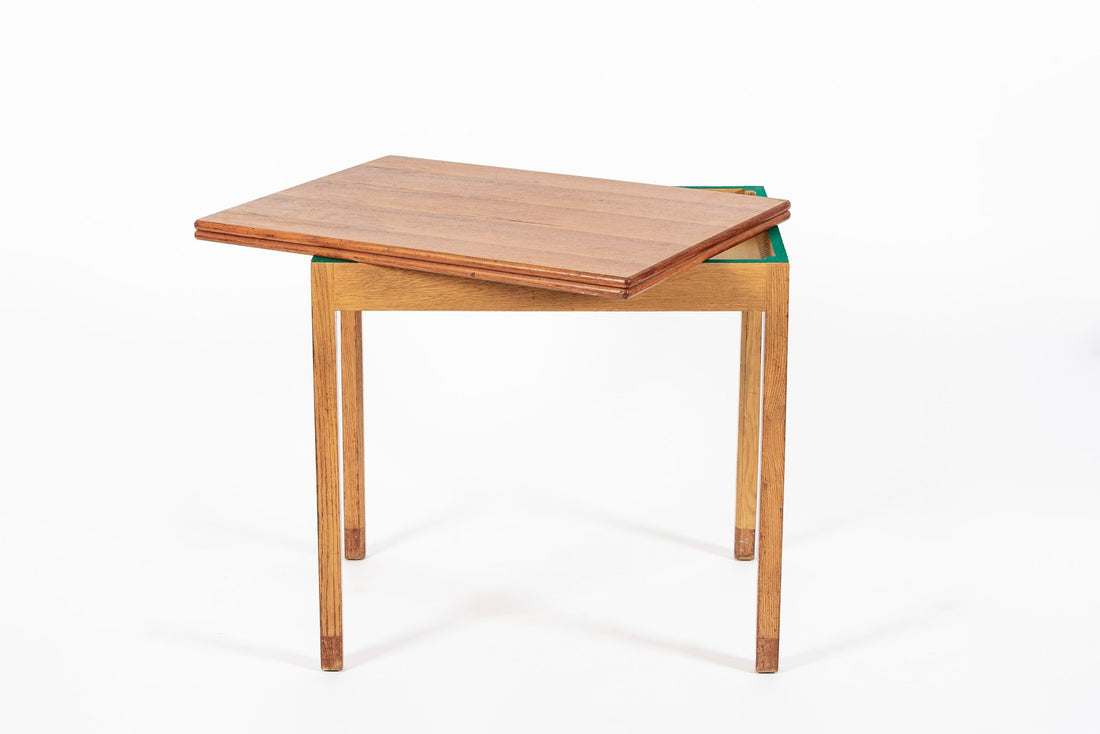 Mid-Century Danish Small Wood Extendable Dining or Game Table by SKM