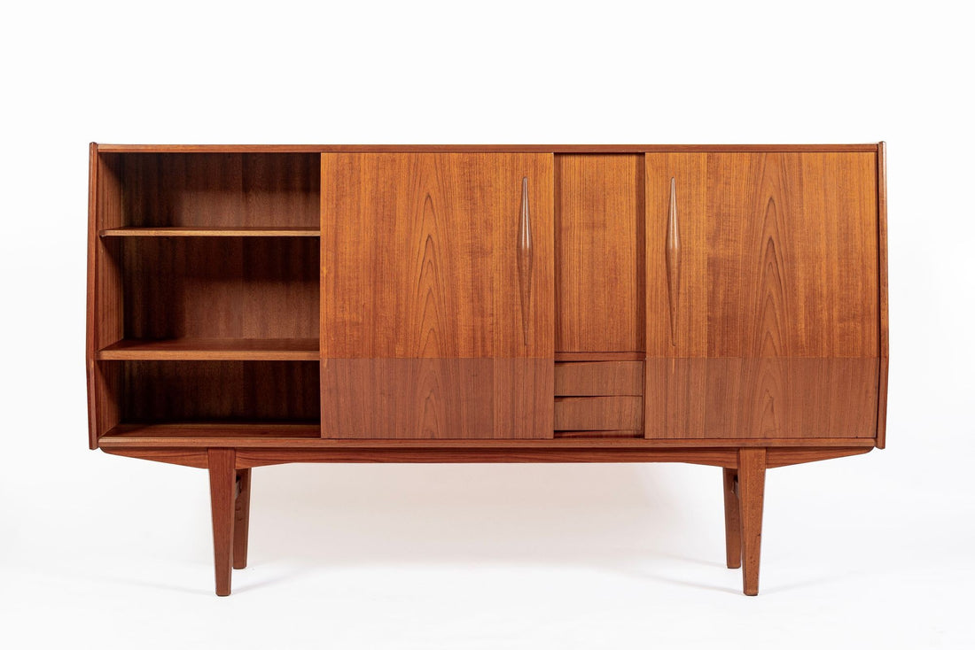 Mid-Century Danish Modern Teak High Sideboard or Bar Cabinet 1960s