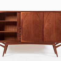 Mid Century Danish Teak Tall Sideboard or Bar Cabinet by Harry Ostergaard