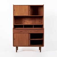 Mid Century Danish Teak Wood Bookcase Cabinet & Secretary Desk 1960s