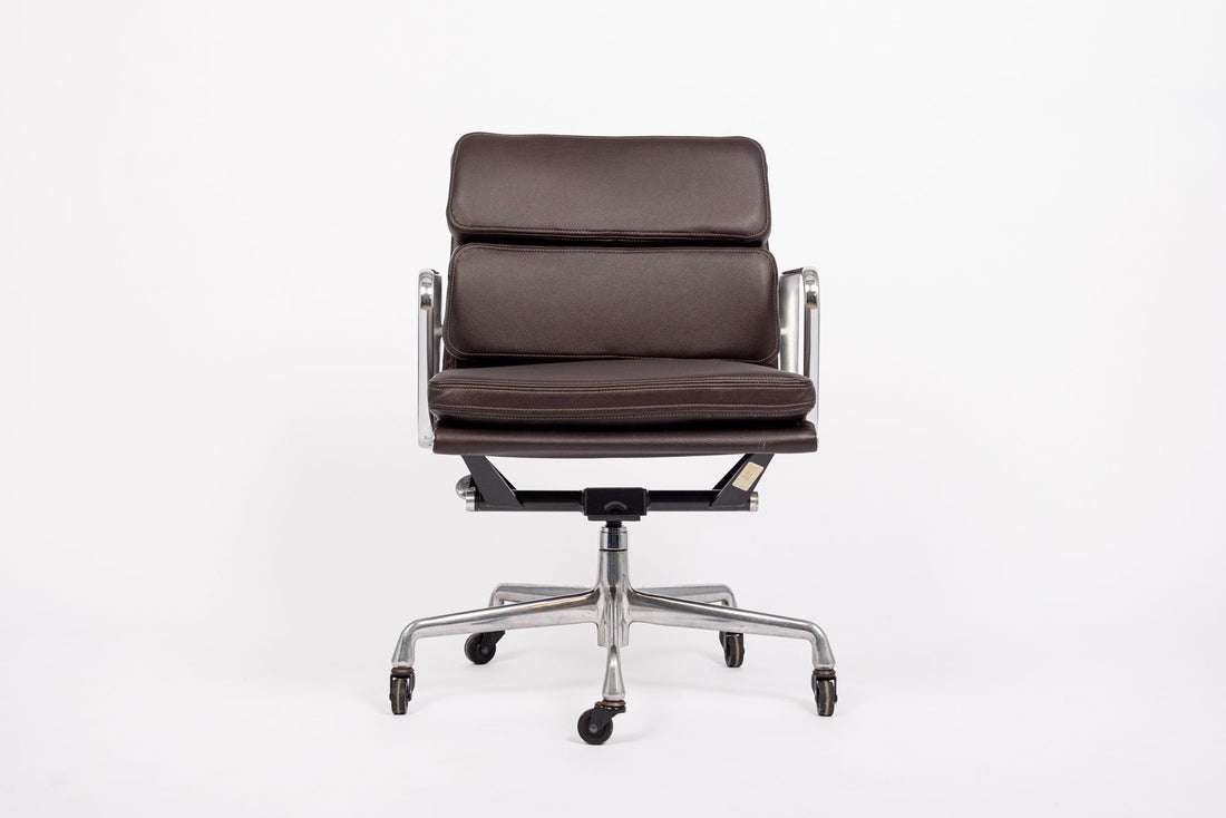 Mid Century Dark Brown Leather Office Chair by Eames for Herman Miller