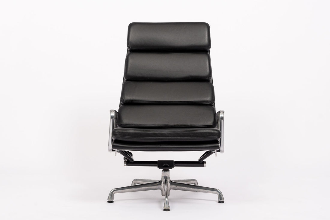 Eames Herman Miller Black Leather Soft Pad Office Lounge Chair