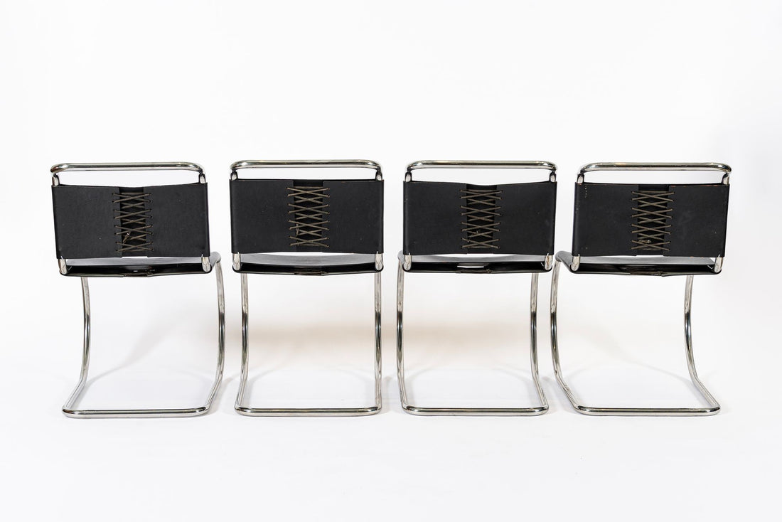 Mid Century Bauhaus MR 10 Black Side Chairs by Mies van der Rohe for Knoll