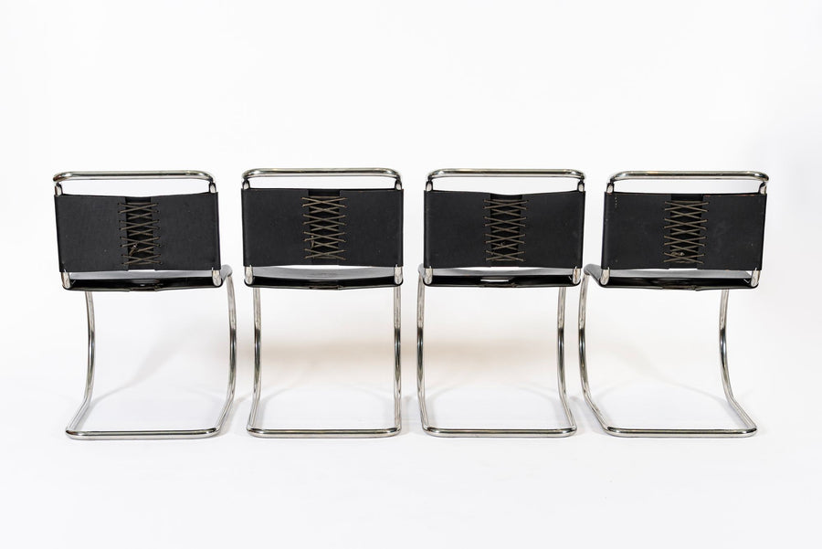 Mid Century Bauhaus MR 10 Black Side Chairs by Mies van der Rohe for Knoll