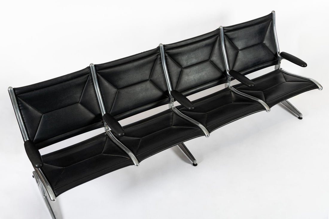 Mid Century Eames for Herman Miller Black Tandem Sling Seating 1990s