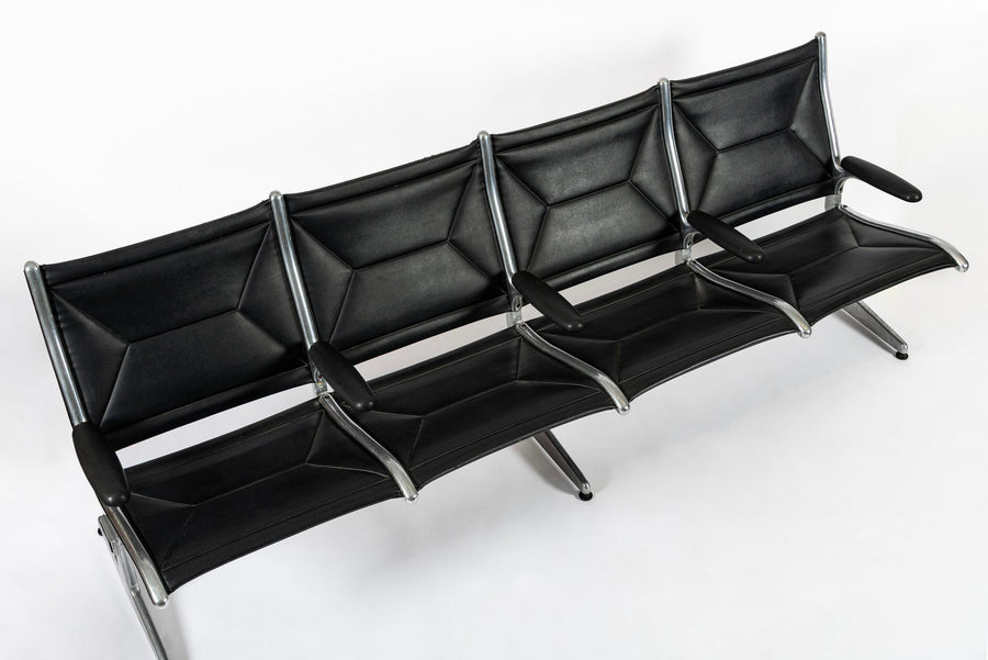 Mid Century Eames for Herman Miller Black Tandem Sling Seating 1990s