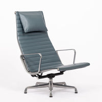 Eames Herman Miller Blue Gray Leather Office Lounge Chair - 2 Available