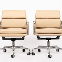 Eames for Herman Miller Cream Leather Office Chair Pair 2000s