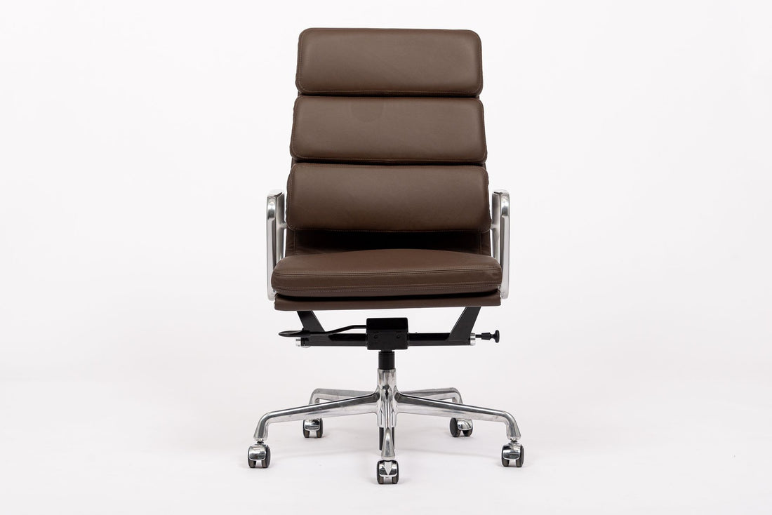 Herman Miller Eames Tall Dark Brown Leather Desk Chair Soft Pad