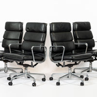 Authentic Eames Herman Miller Tall Black Leather Office Chairs, 2001 - Set of 4