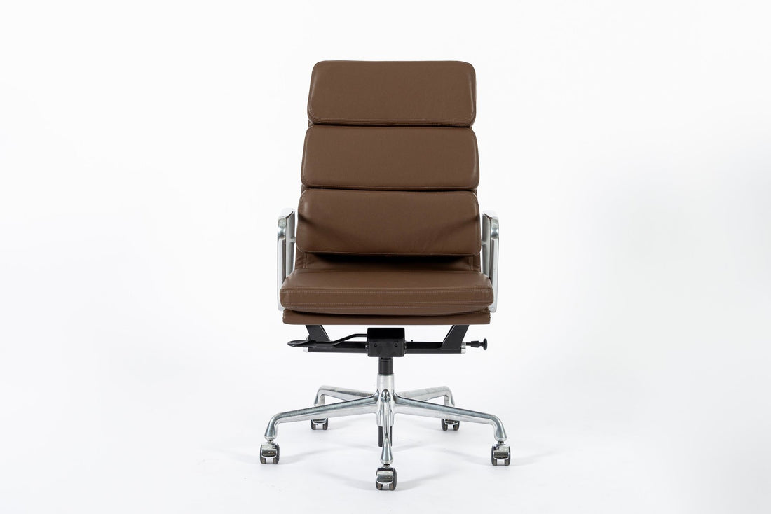 Eames for Herman Miller Tall Brown Leather Desk Chair Soft Pad