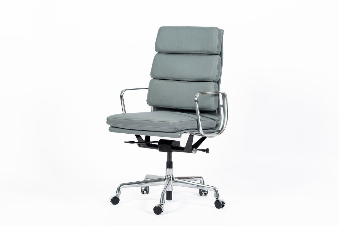 Herman Miller Eames Tall Gray Leather Office Chair Soft Pad