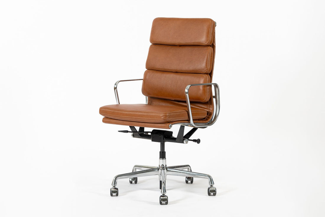 Herman Miller Eames Tall Brown Leather Desk Chair Soft Pad