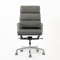 Herman Miller Eames Aluminum Group Tall Gray Leather Office Chair Soft Pad