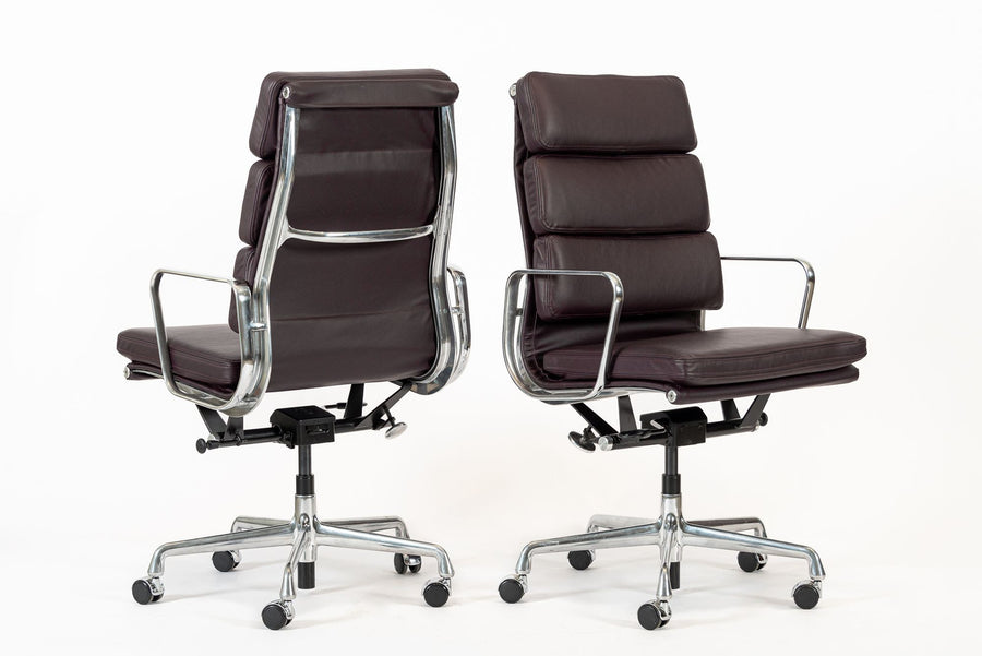Eames for Herman Miller Tall Dark Purple Desk Chairs Set of 2