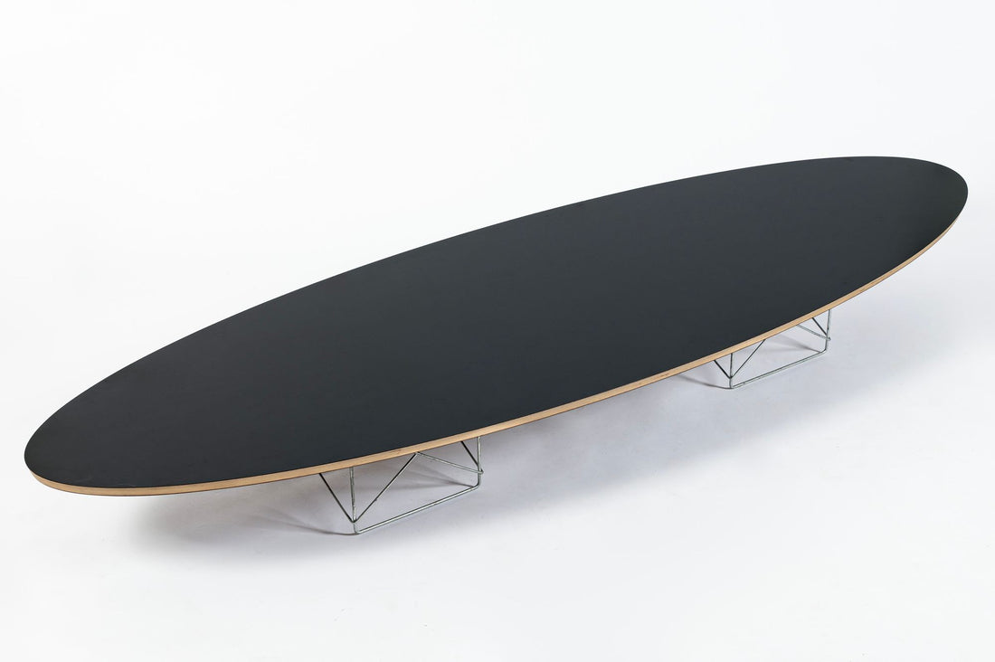 Eames Surfboard ETR Coffee Table for Herman Miller, Black Mid Century Modern Table