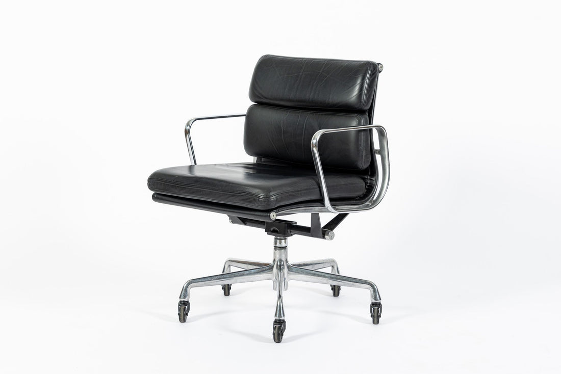 Eames for Herman Miller Black Leather Desk Chair Soft Pad 2000s