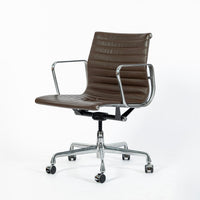 Eames Herman Miller Aluminum Group Thin Pad Brown Leather Office Chair, 2008