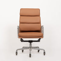 Herman Miller Eames Tall Brown Leather Desk Chair Aluminum Group