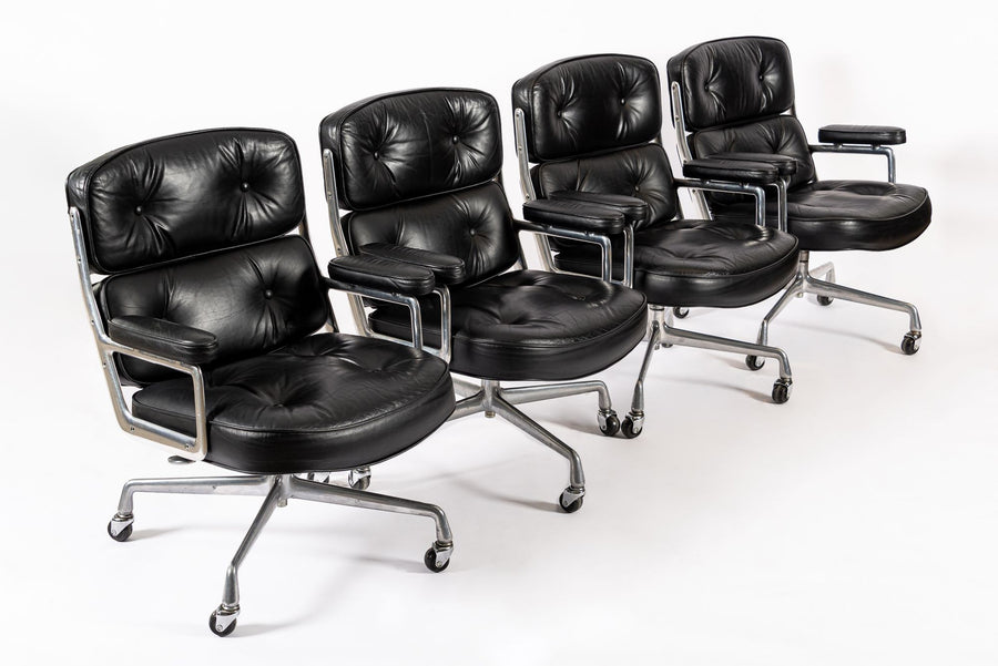 Eames for Herman Miller Time Life Black Leather Office Chairs 1980s