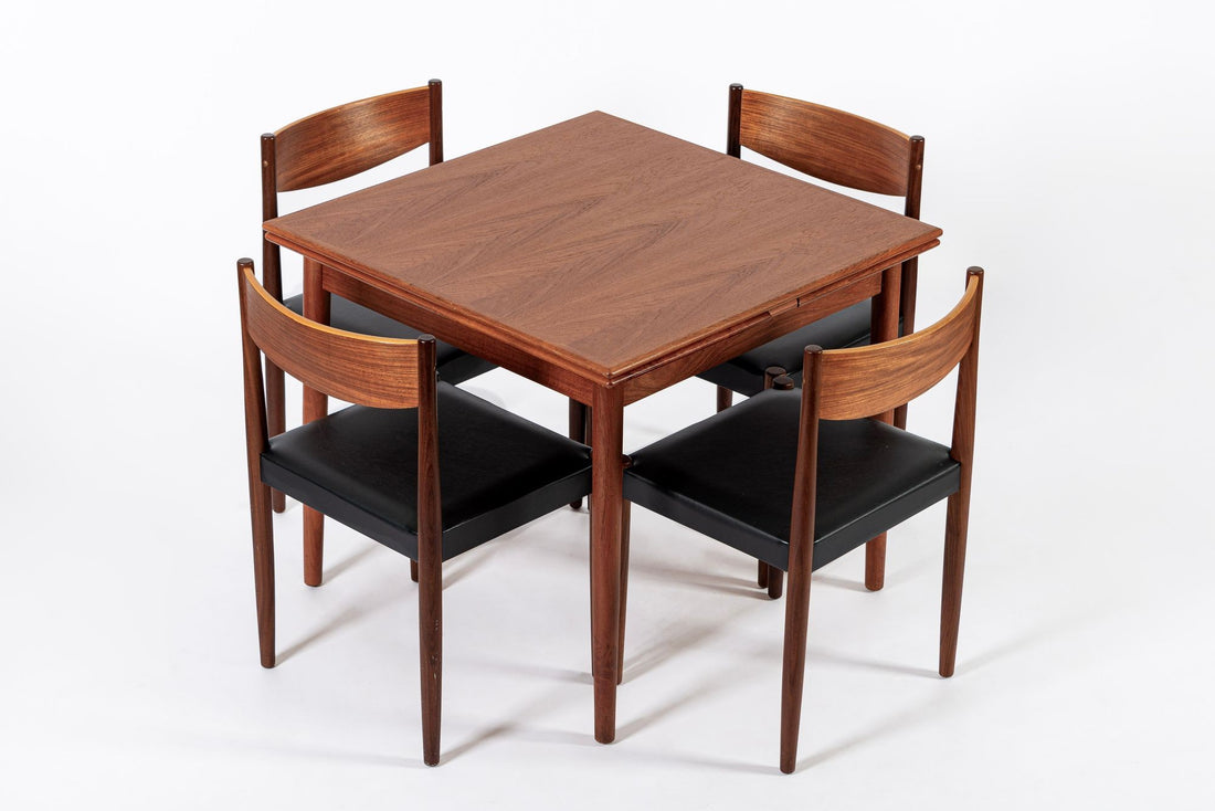 Mid Century Danish Teak Dining Table and Chair Set by Poul Volther for Frem Rojle