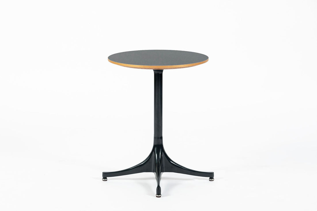 Mid Century George Nelson Pedestal Side Table for Herman Miller Black Laminate