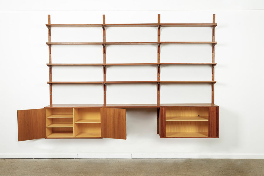 Large Mid Century Danish HG Teak Wood Modular Wall Unit Shelving & Bookcase