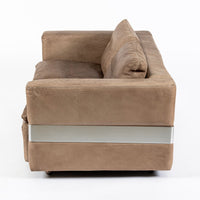 Mid Century German Distressed Brown Leather Sofa in the Style of Robert Haussmann