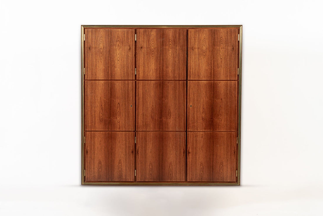 Exceptional Mid Century Danish Floating Rosewood Wall Shelving Cabinet 1950s