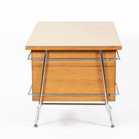 Kem Weber Trimline Desk for Heywood Wakefield, Mid Century Modern Birch and Chrome Office Desk, 1950s