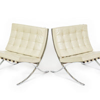 Mid Century Cream Barcelona Chairs by Mies van der Rohe for Knoll, 1980s