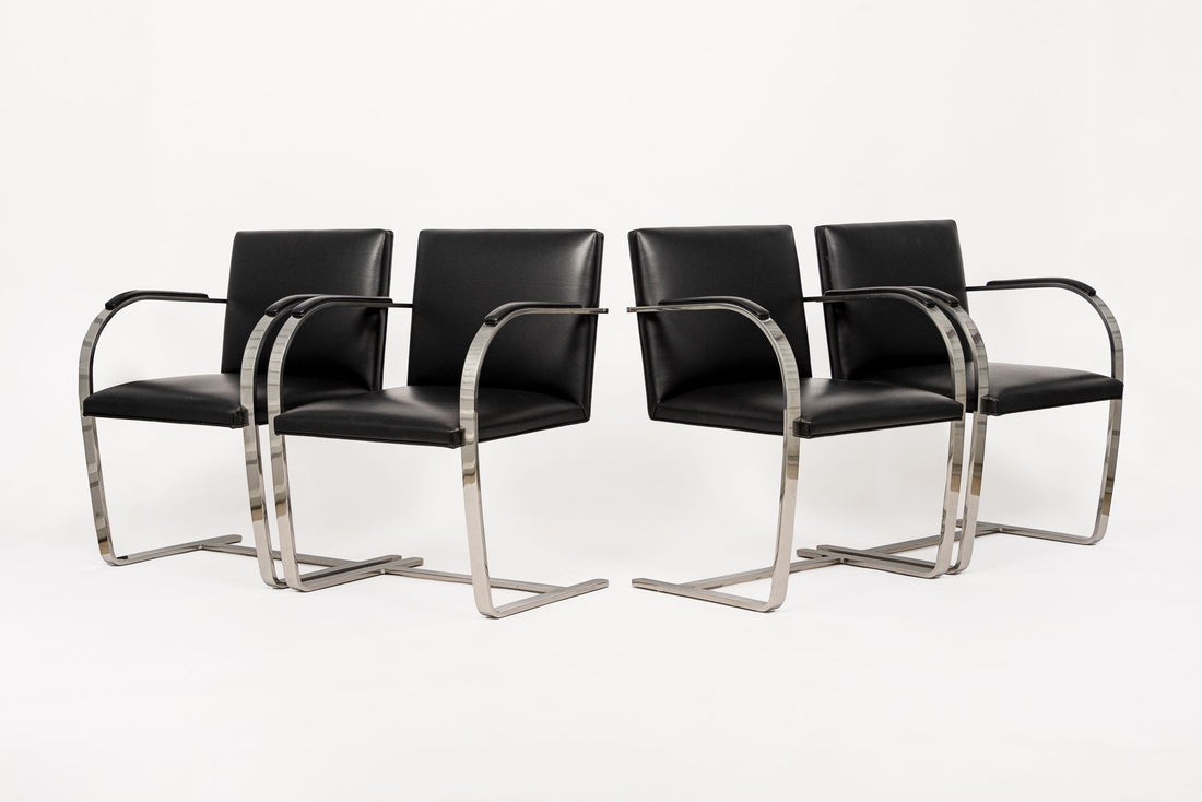 Mid Century Black Brno Chairs by Mies van der Rohe for Knoll 12 Available