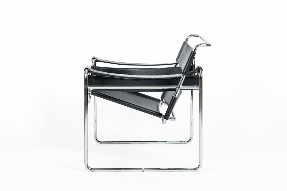 Vintage Mid Century Black Wassily Chair by Marcel Breuer (attr.) 1970s