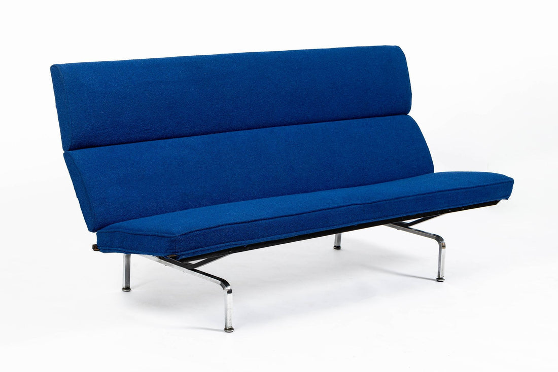 Mid Century Blue Sofa Compact by Eames for Herman Miller 1970s